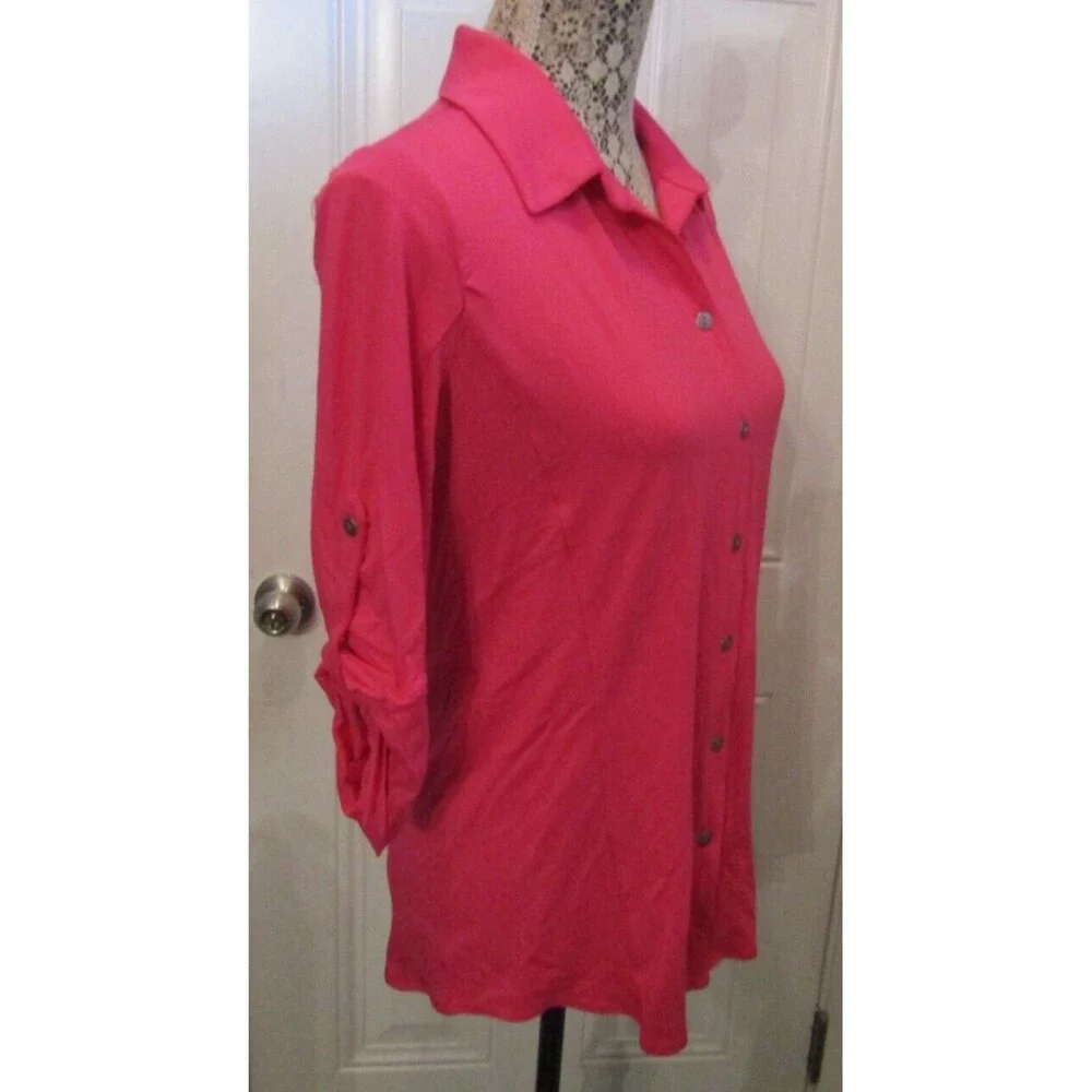 Pure Amici Shirt NWT Pink Button Front Blouse Bamboo Womens Size M